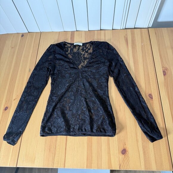 Atitzia Babaton Mesh Long Sleeve Top Corporate Goth Whimsigoth Feminine Lace XS - Picture 3 of 11